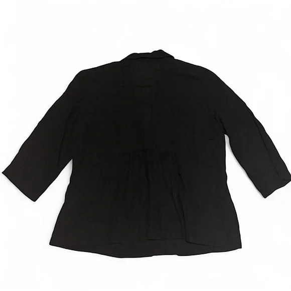 Eileen Fisher Petite PM Black Blazer Jacket Linen Blend Lightweight 3/4 Sleeve - Picture 4 of 6
